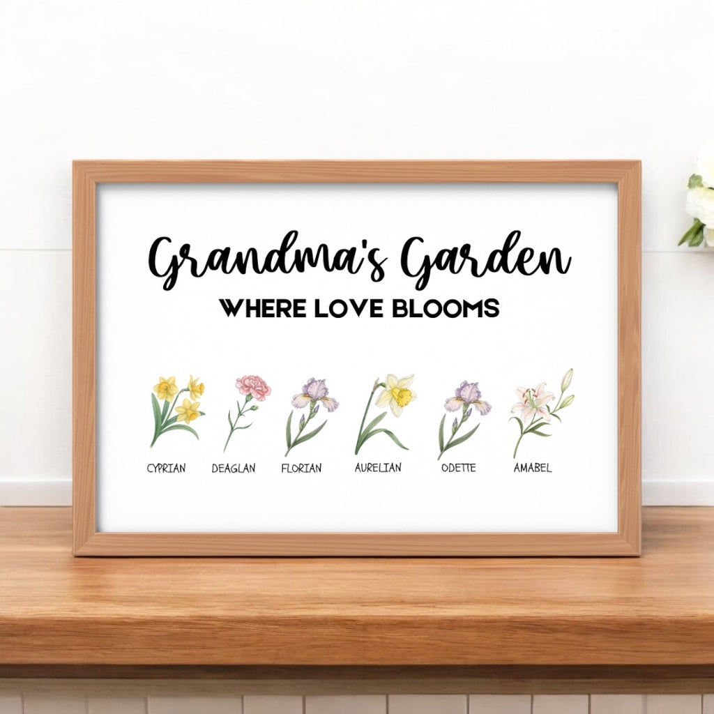 Customised garden with birth flowers print