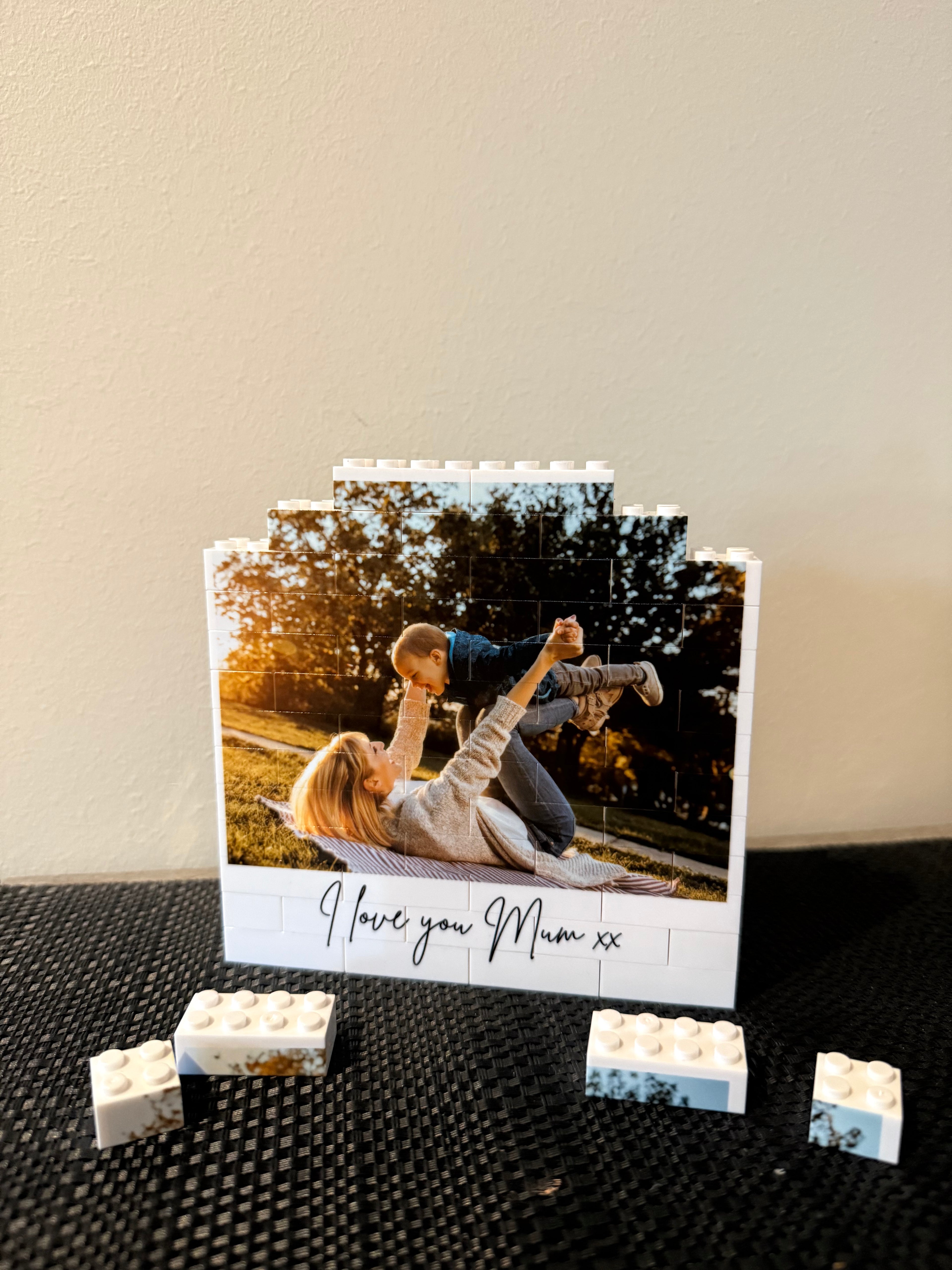 Personalised building bricks with custom message