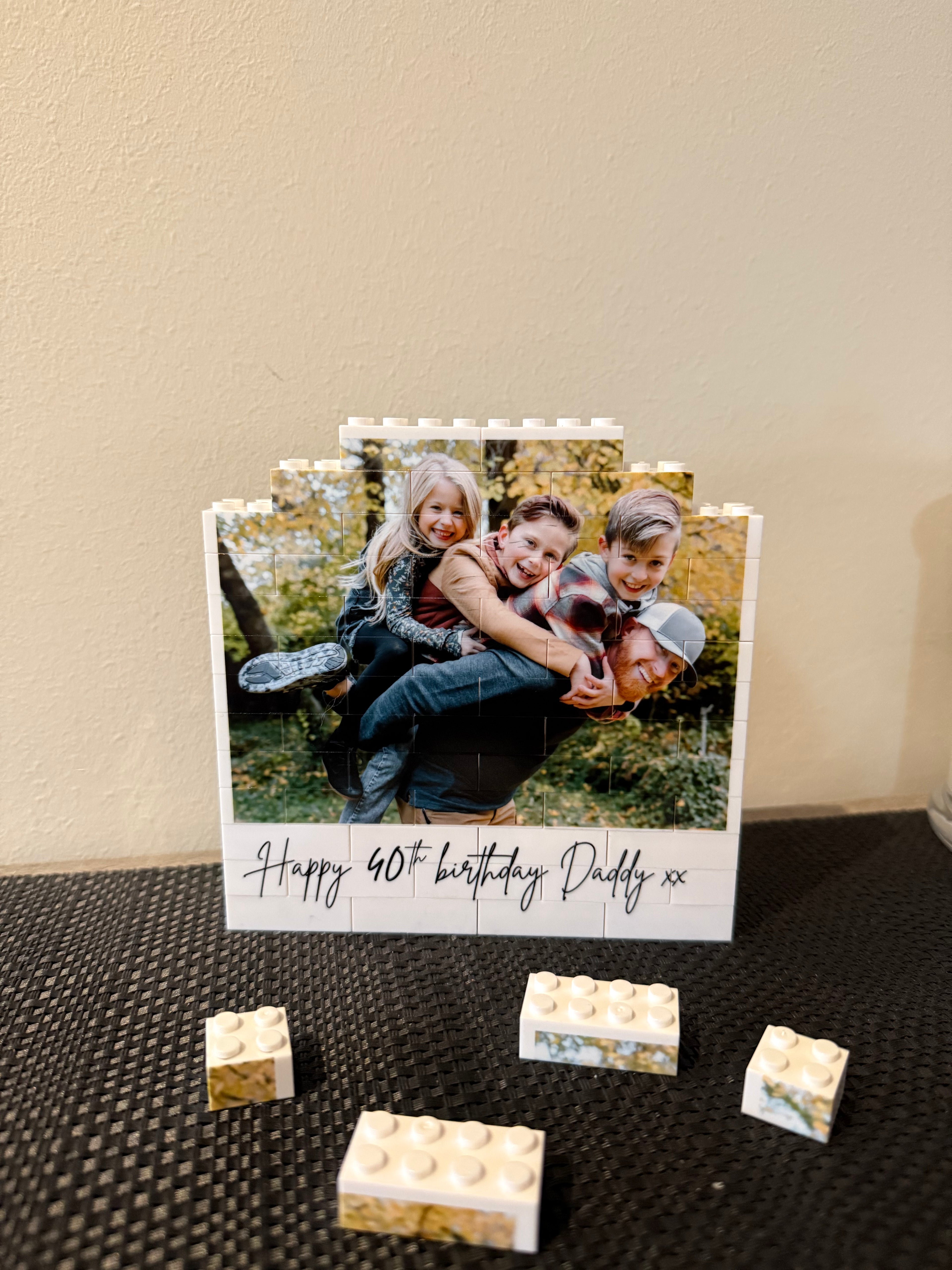 Personalised building bricks with custom message