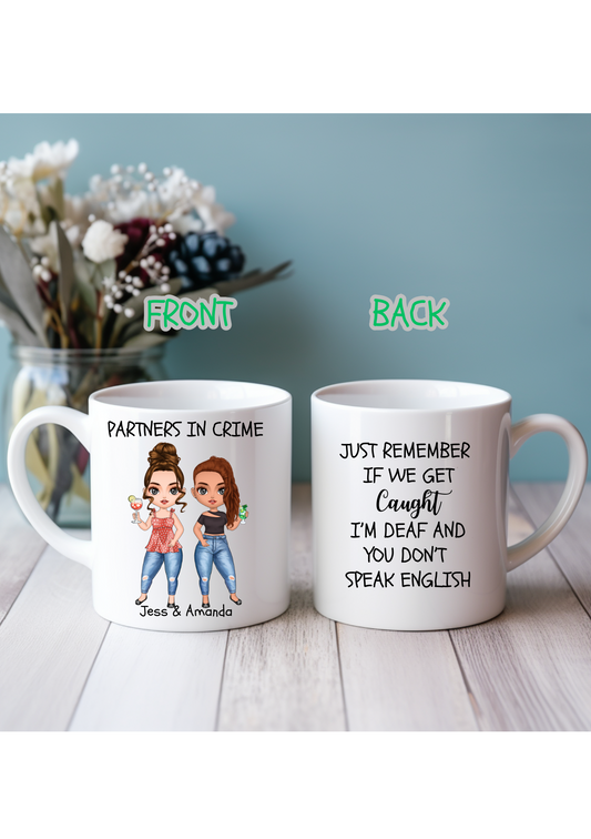 Partners in crime friendship mug