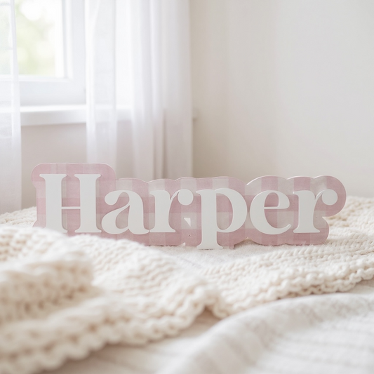 Gingham name plaque