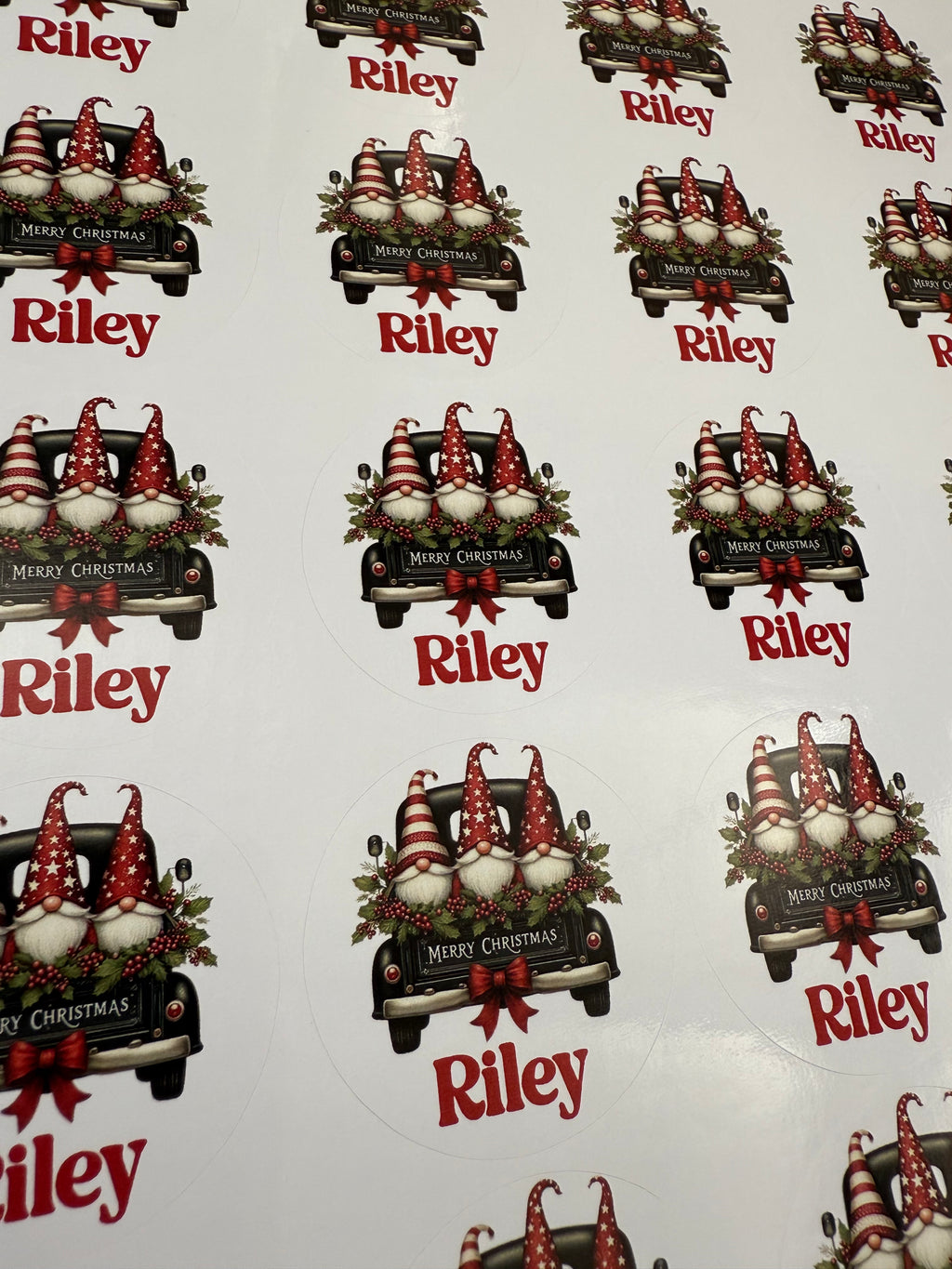 Personalised Christmas label stickers - round style