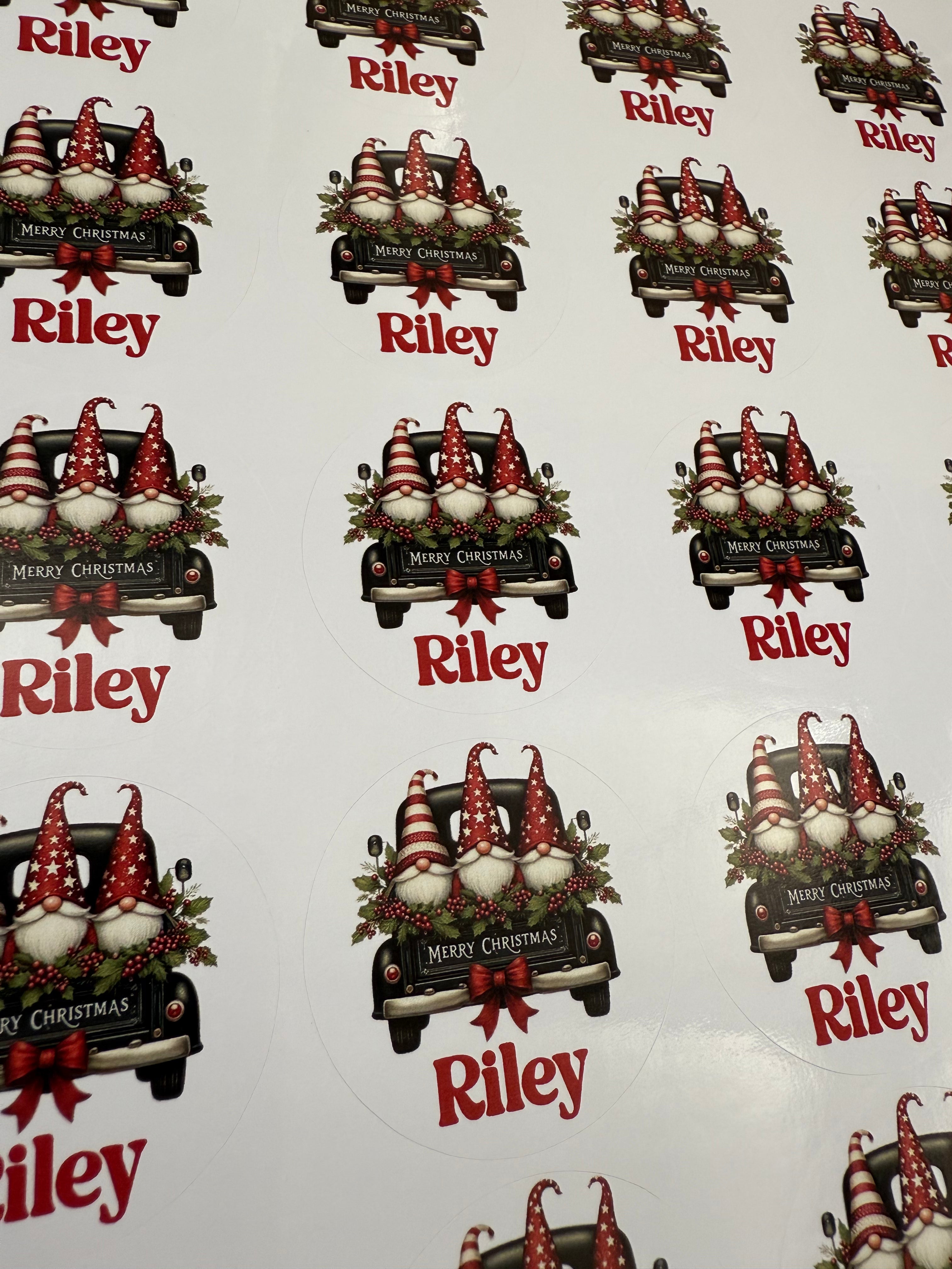 Personalised Christmas label stickers - round style