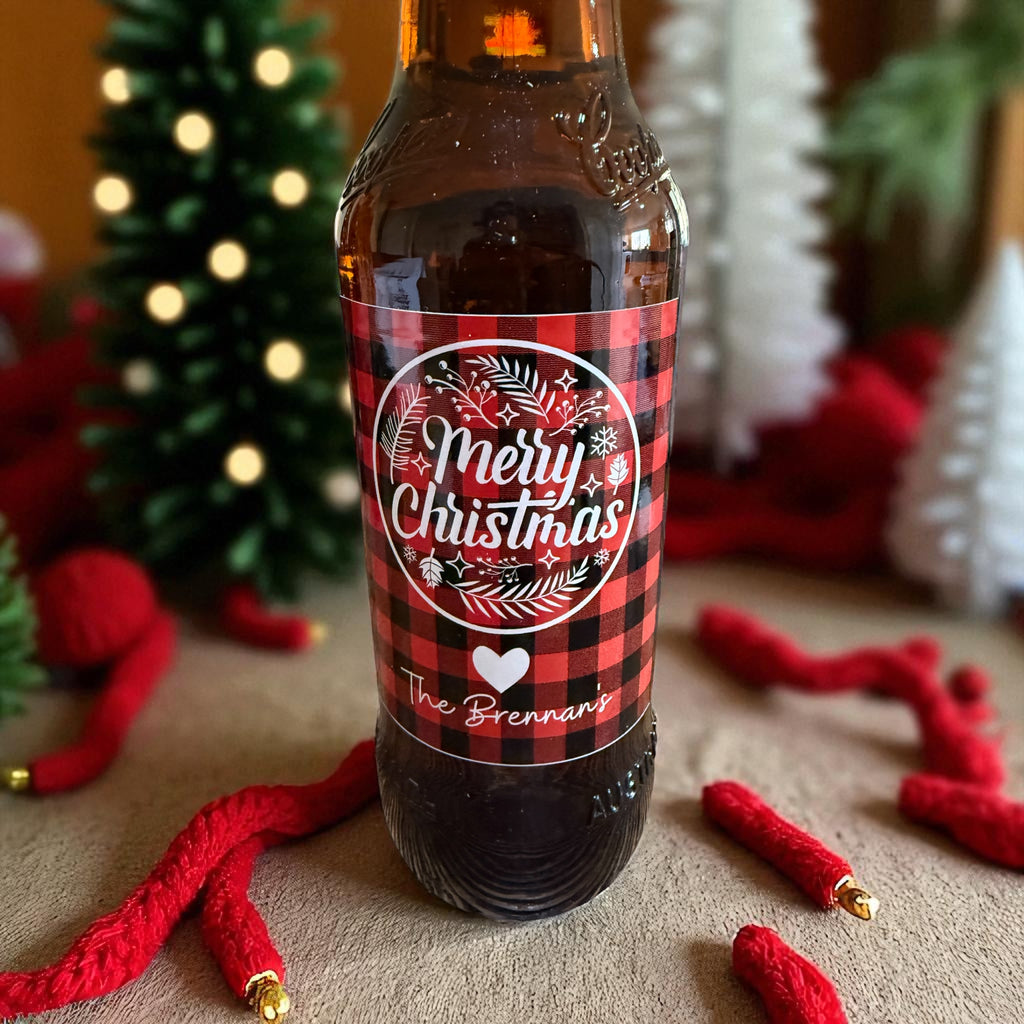 Christmas beer labels set of 6 - check design