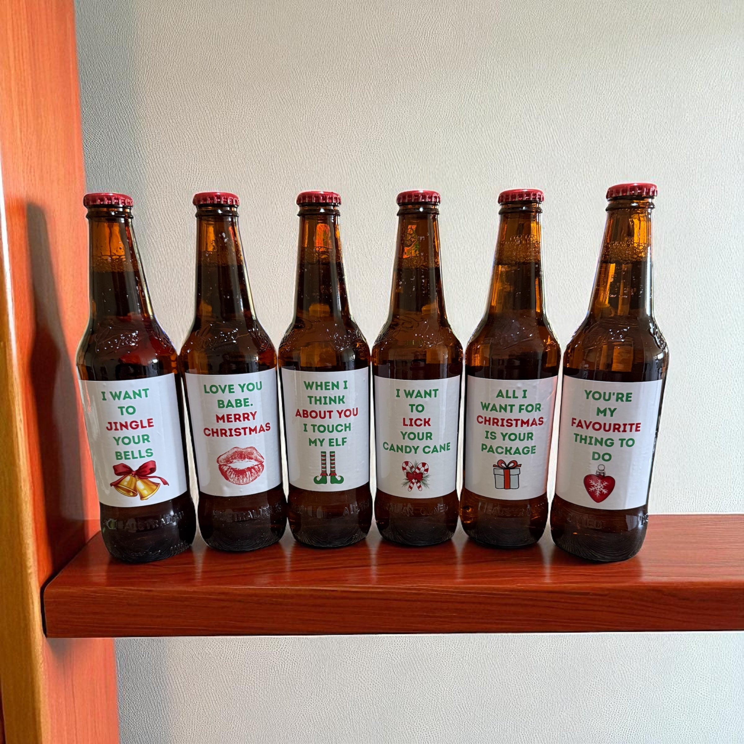 Christmas beer labels set of 6 - cheeky couples design