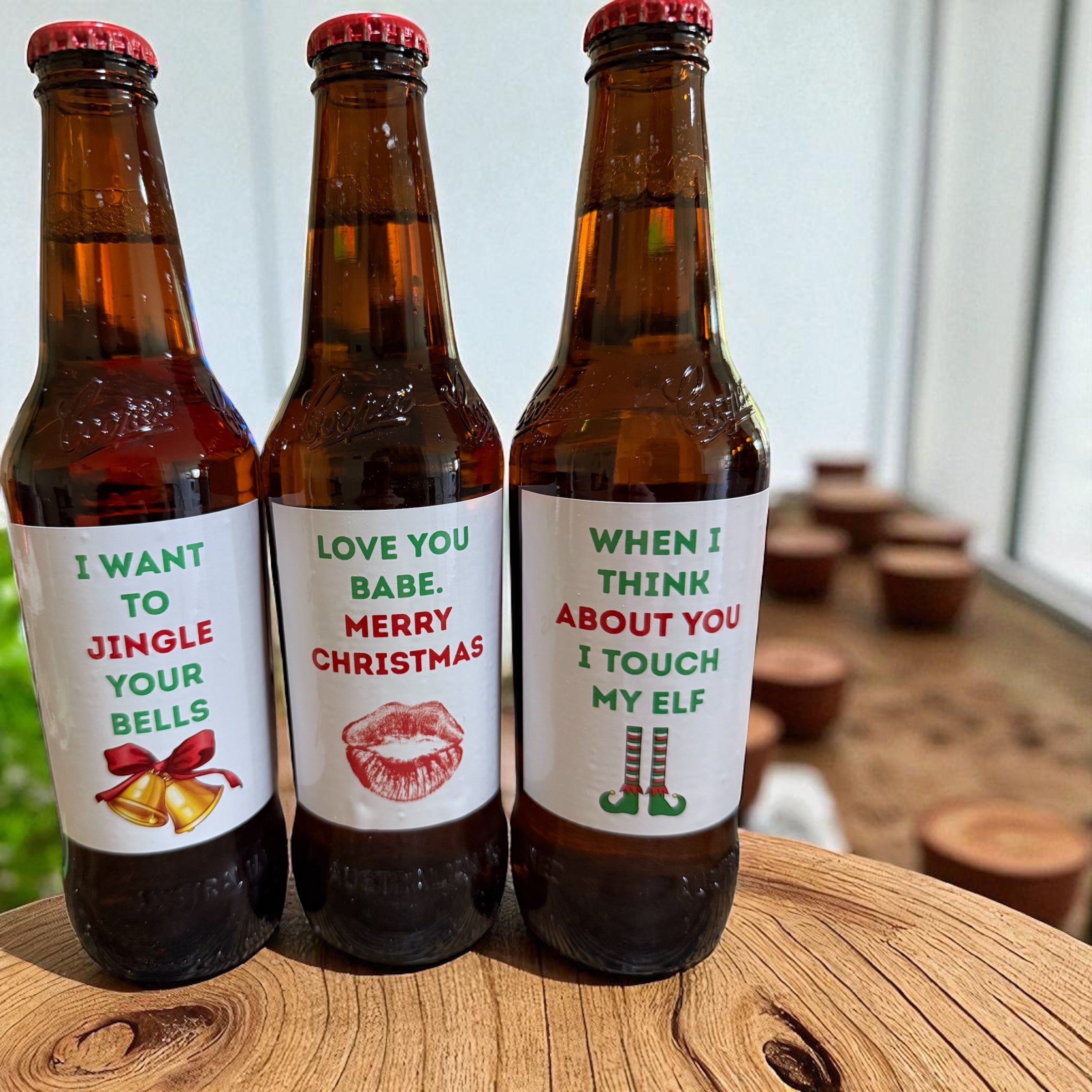 Christmas beer labels set of 6 - cheeky couples design