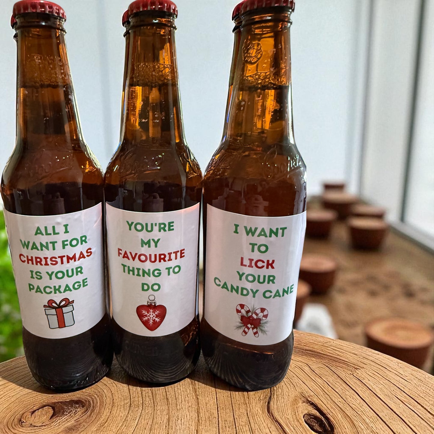 Christmas beer labels set of 6 - cheeky couples design