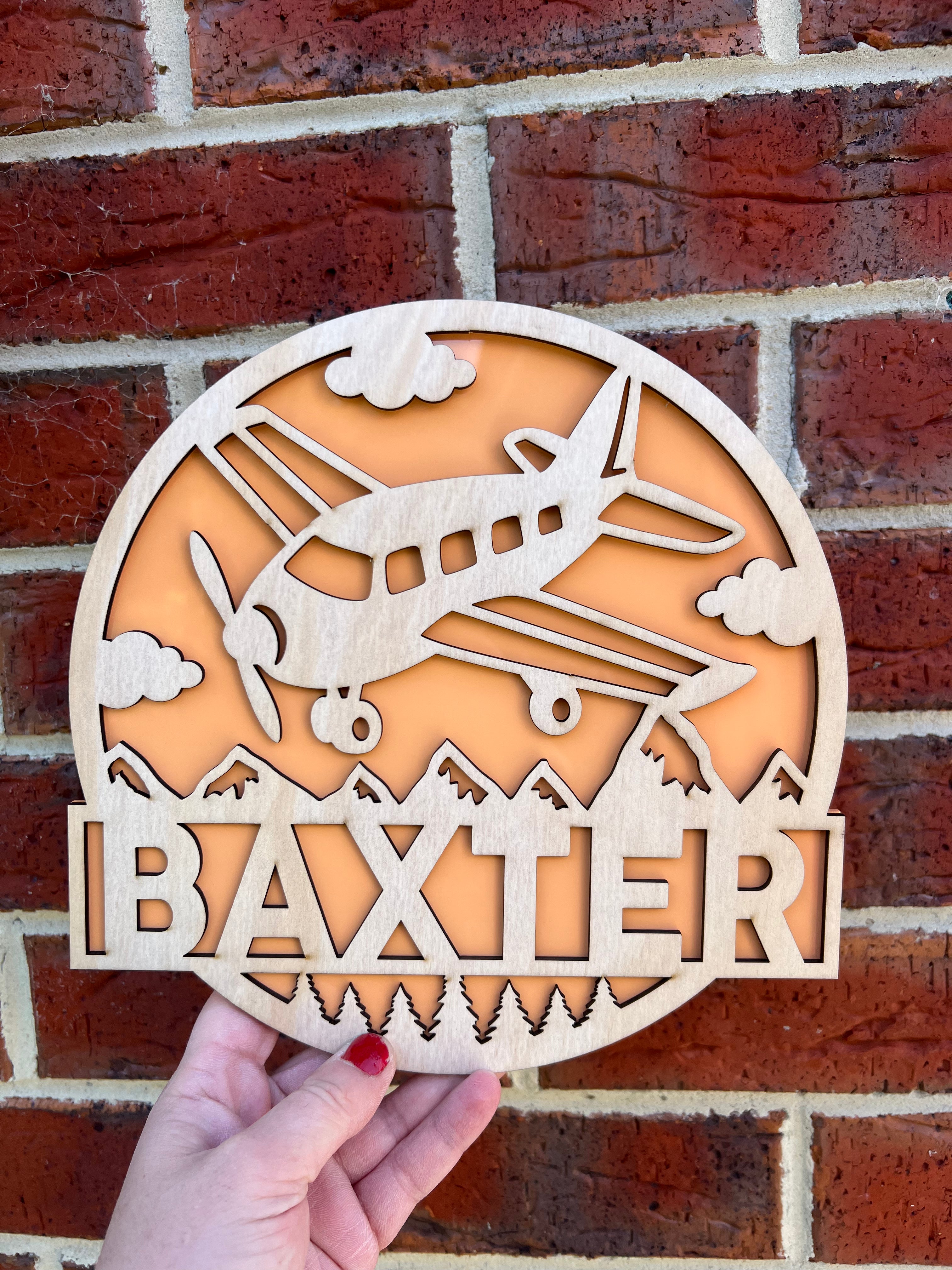 Aeroplane personalised name plaque - 4 Little Dreamers