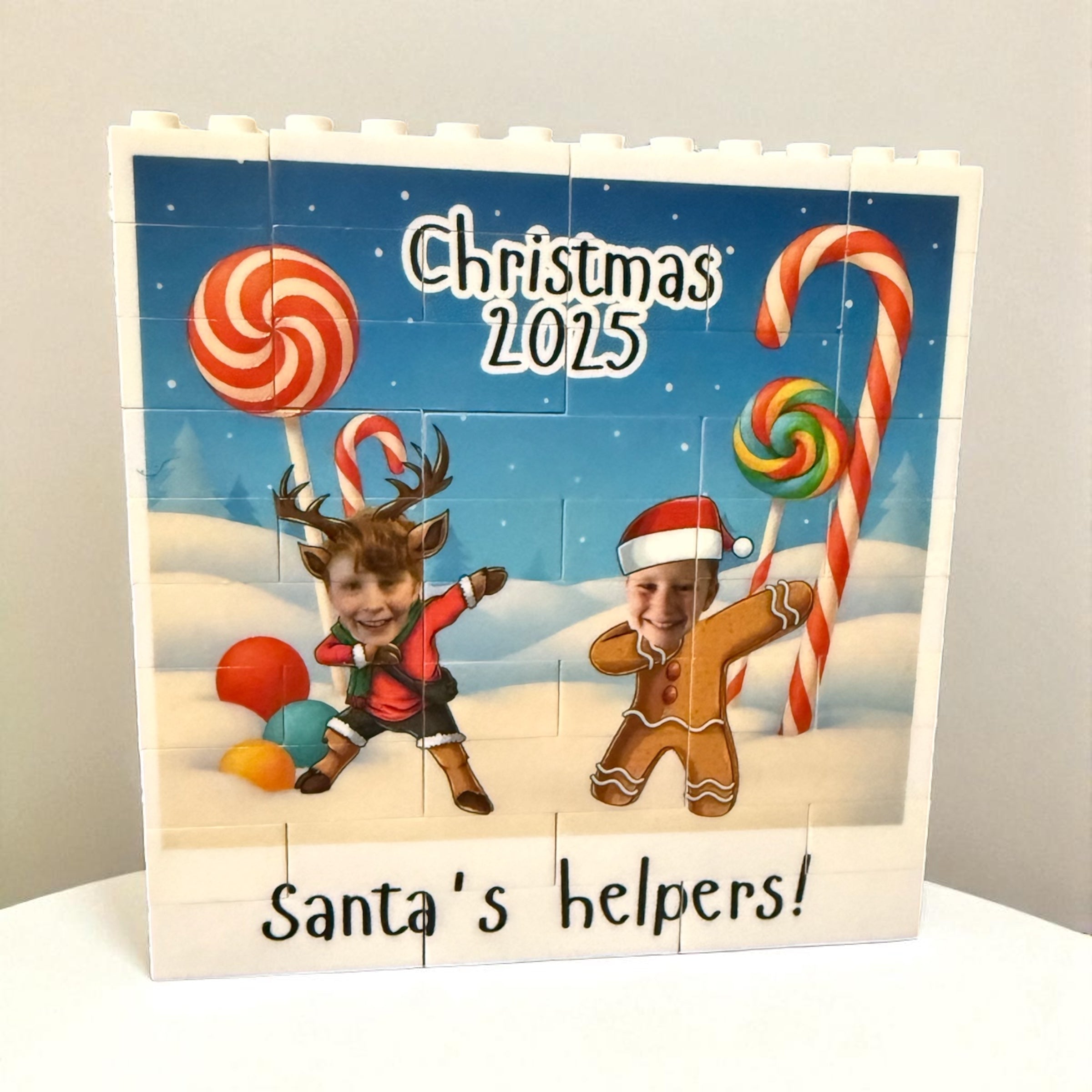Christmas themed personalised building blocks - 2 characters