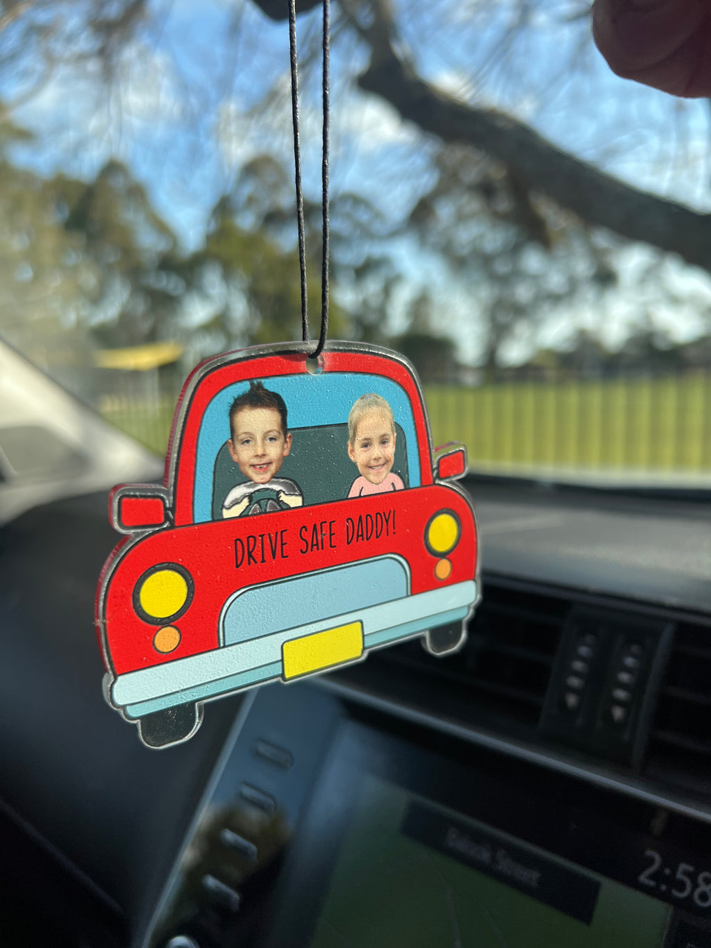 Customised drive safe car ornament - 2 faces - 4 Little Dreamers
