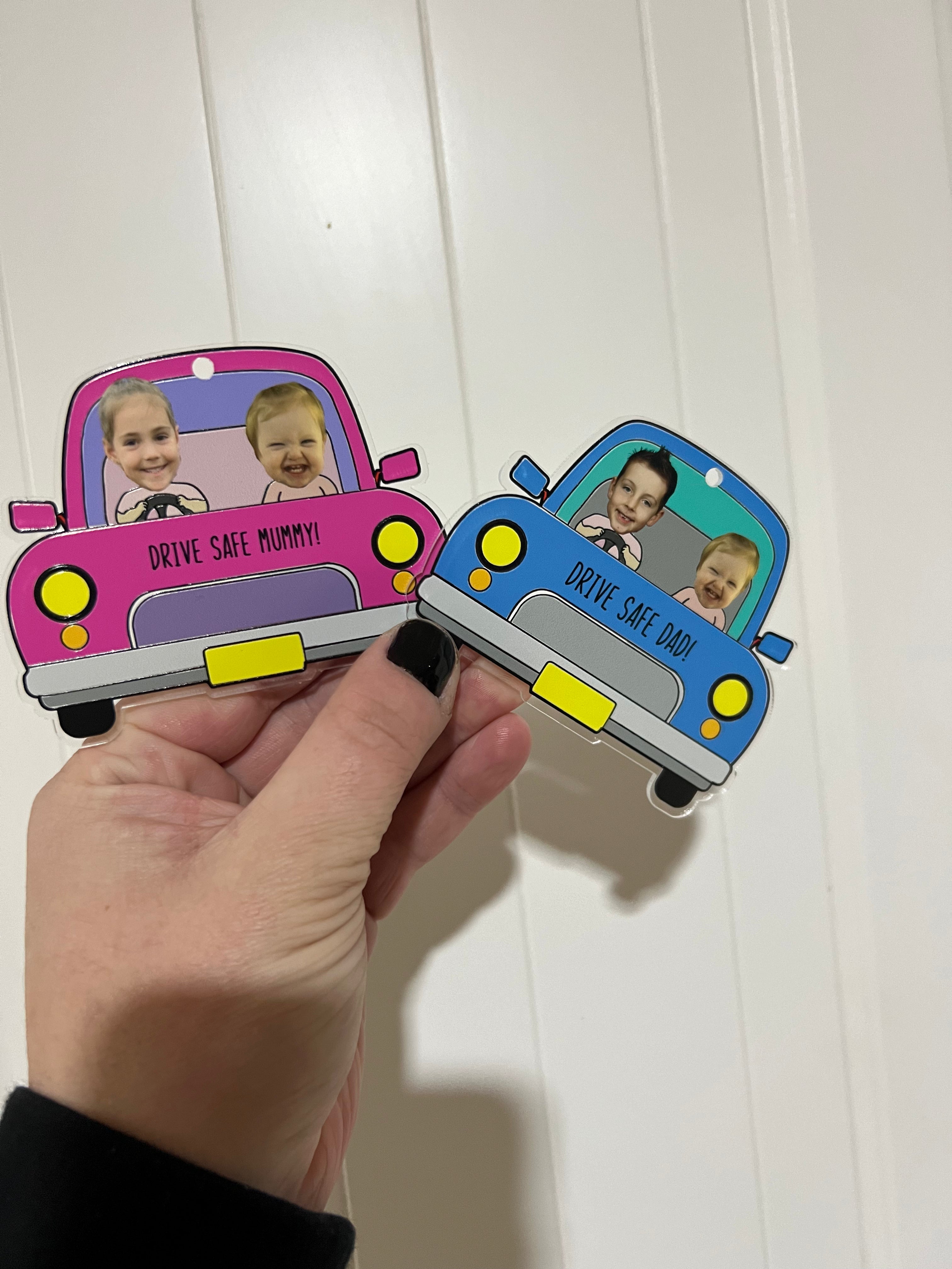 Customised drive safe car ornament - 2 faces - 4 Little Dreamers