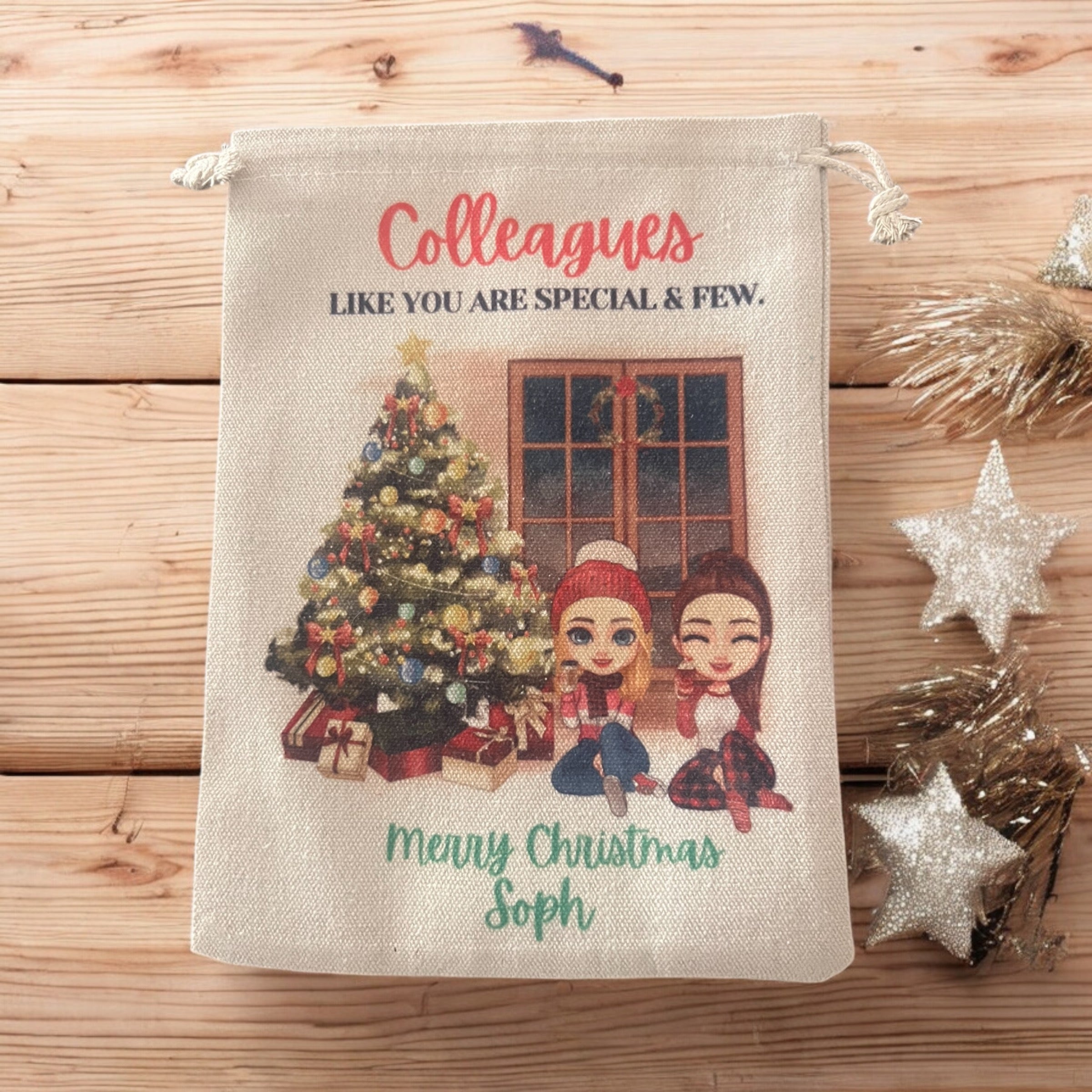 Personalised colleague Christmas keepsake gift bag