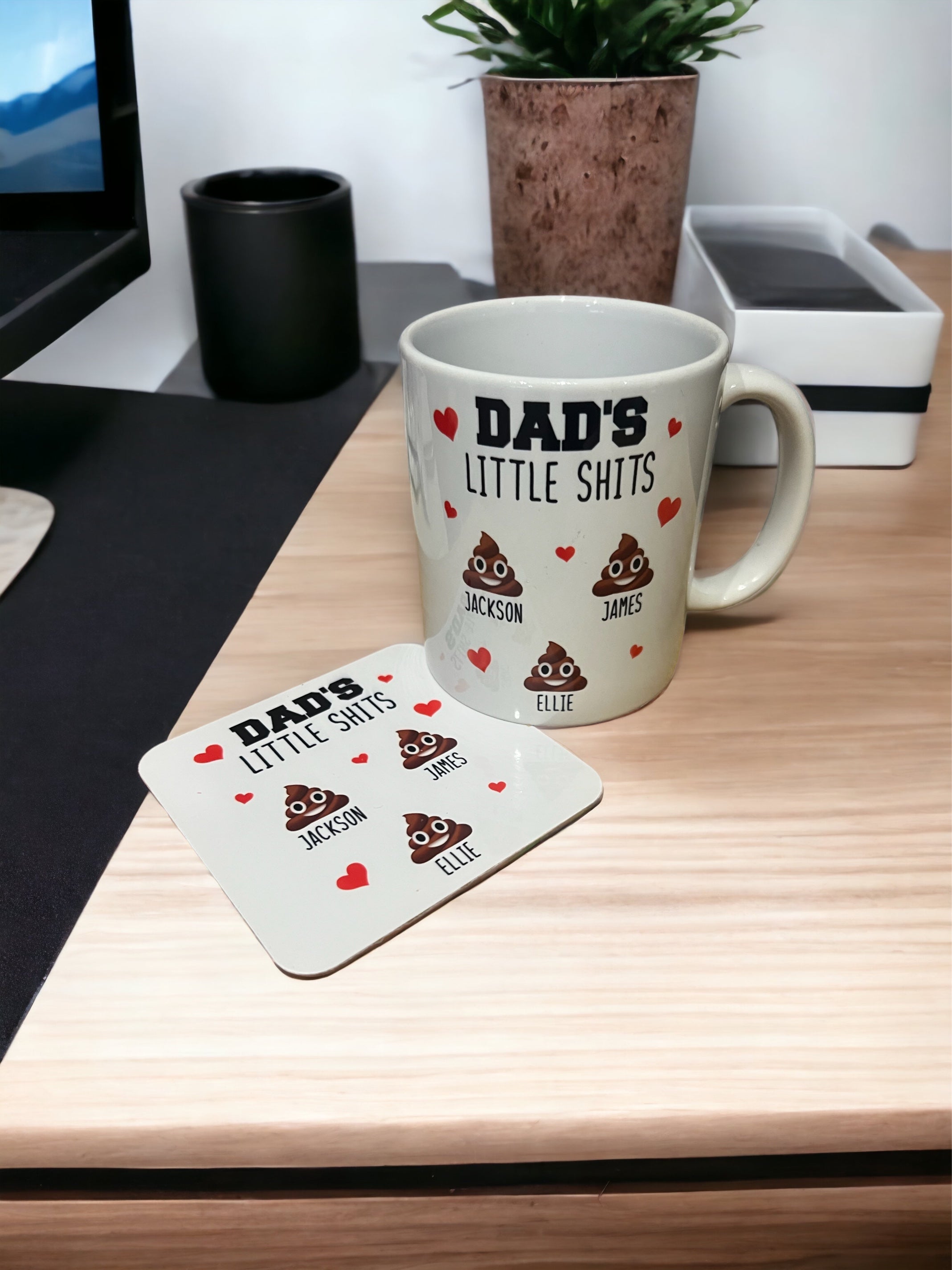 Little shits mug & coaster set - 4 Little Dreamers