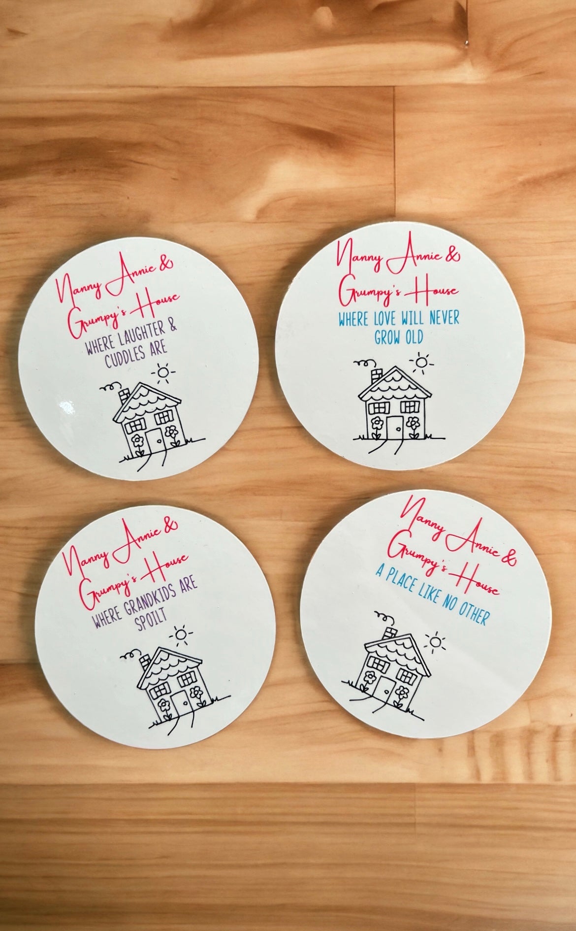 Set of 4 coasters - grandparents house - 4 Little Dreamers