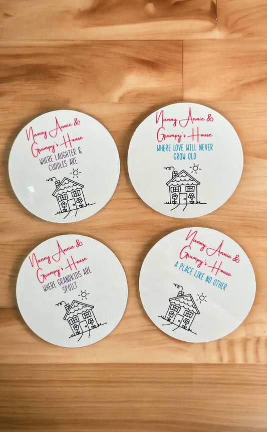 Set of 4 coasters - grandparents house