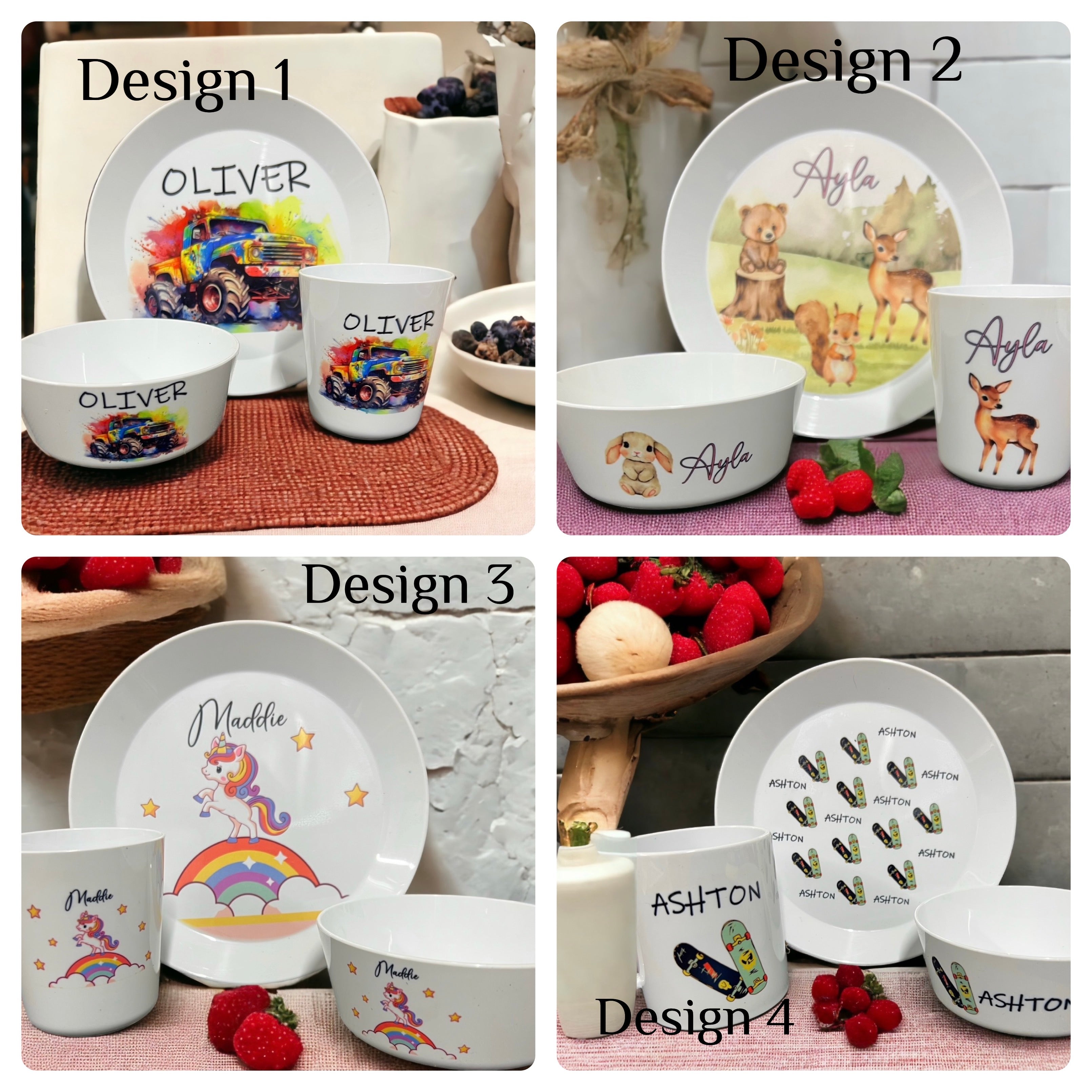 Kids cup, plate & bowl combo - 4 Little Dreamers