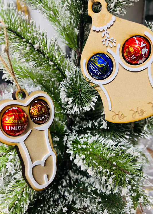 Adult Christmas Lindt ball ornaments/tags