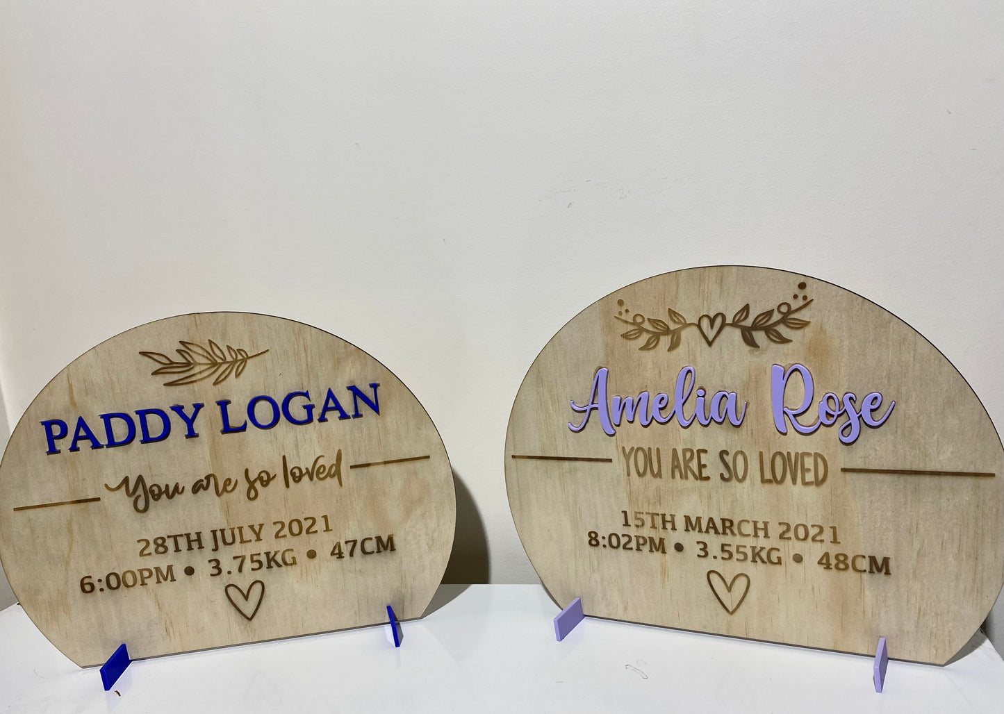Baby birth stat plaques
