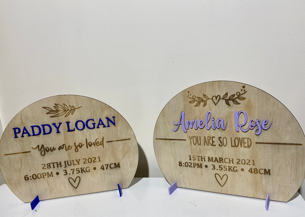Baby birth stat plaques - 4 Little Dreamers