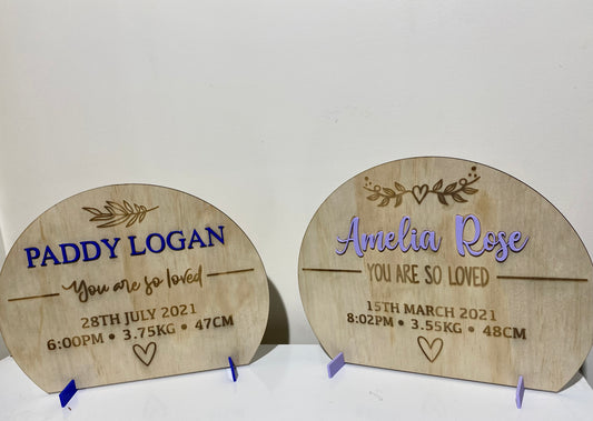 Baby birth stat plaques - 4 Little Dreamers