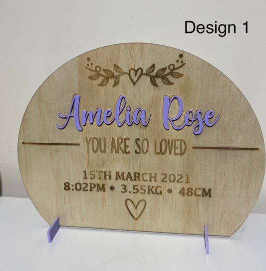 Baby birth stat plaques