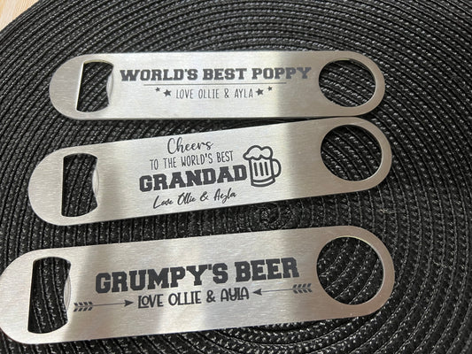 Engraved bottle openers