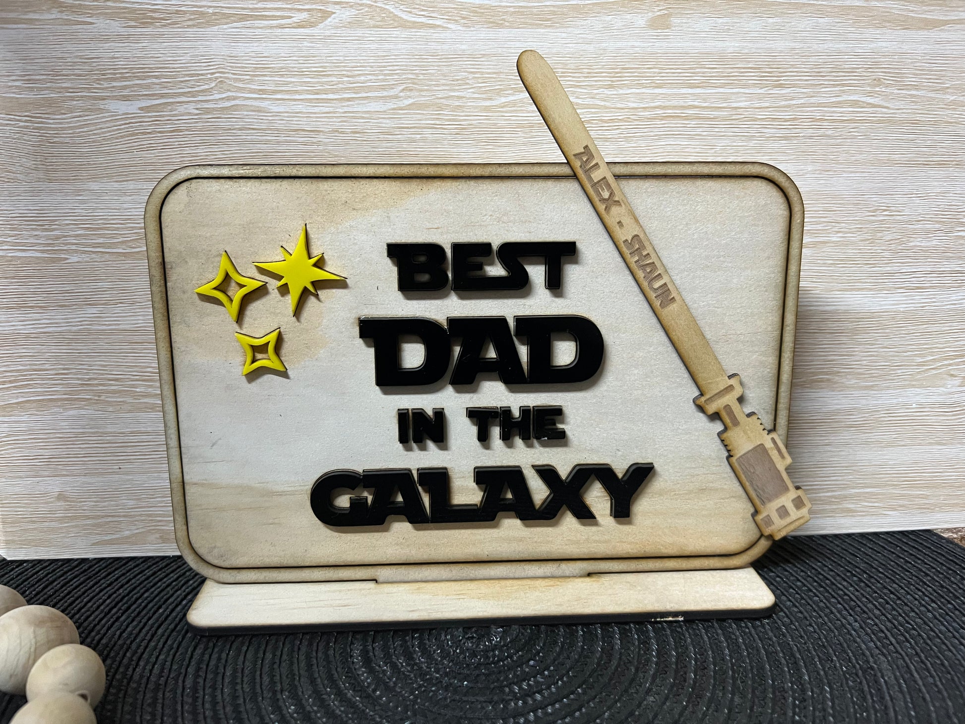 Best dad in the galaxy plaque - 4 Little Dreamers