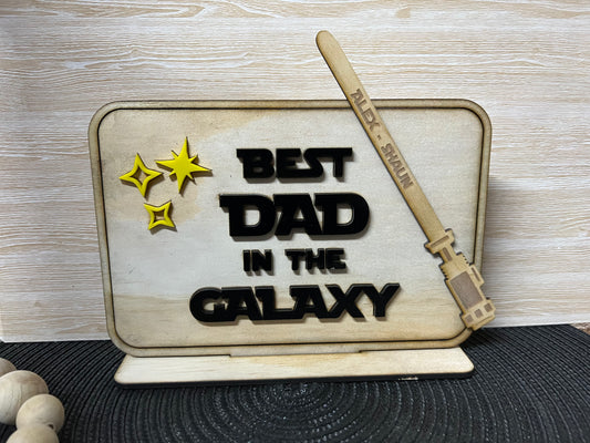 Best dad in the galaxy plaque - 4 Little Dreamers