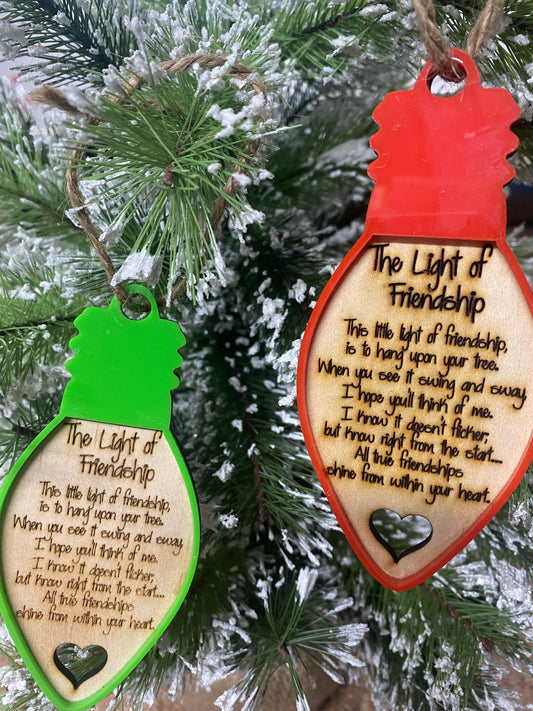 Light of friendship Christmas tree ornament
