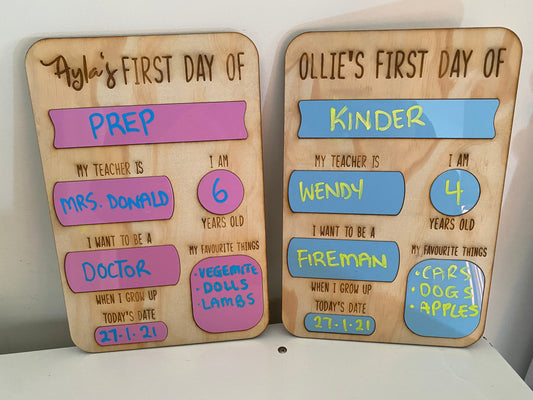 First day boards - 4 Little Dreamers