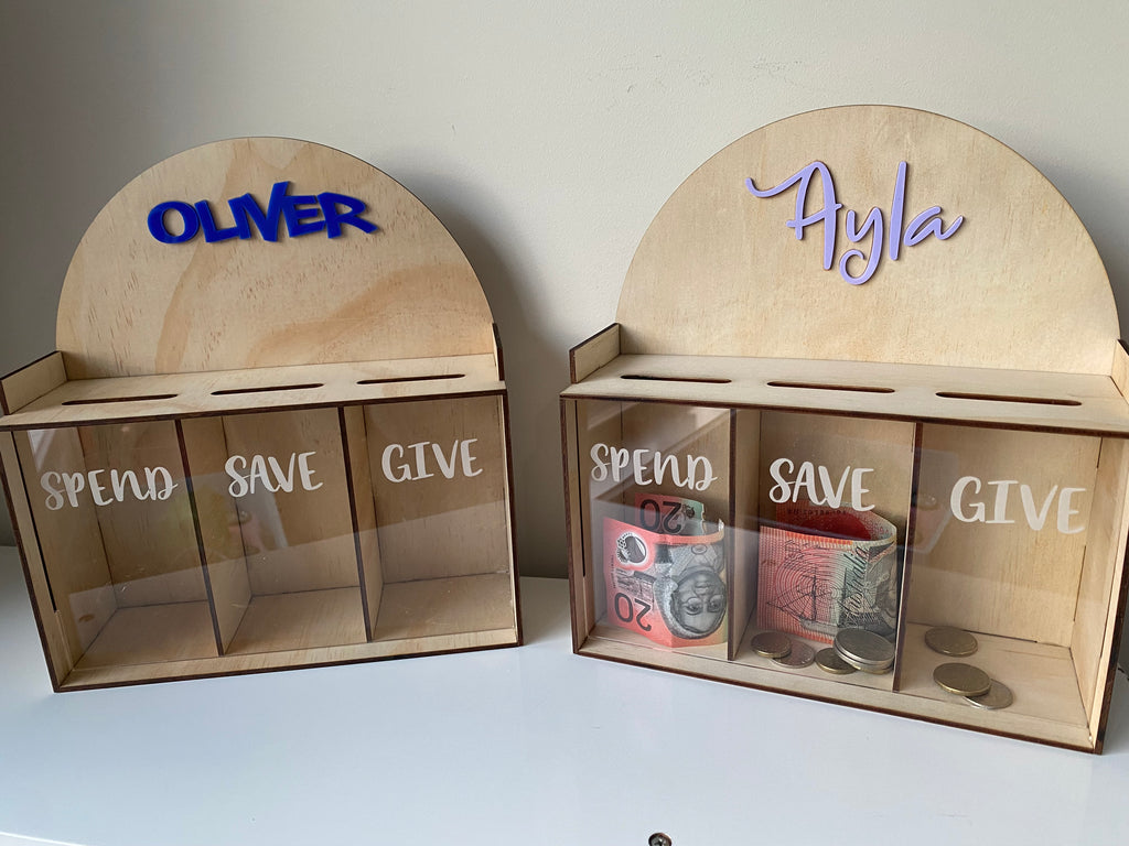 Spend Save Give money boxes - 4 Little Dreamers