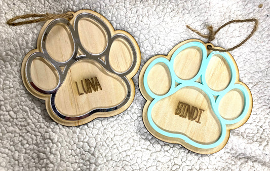Paw print ornaments - 4 Little Dreamers