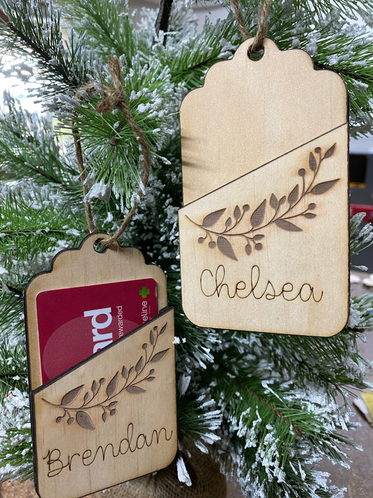 Tree ornament gift card holder