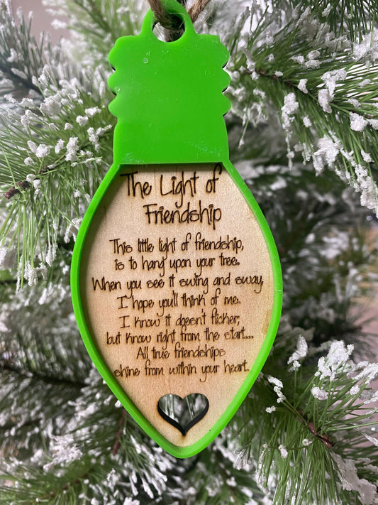 Light of friendship Christmas tree ornament